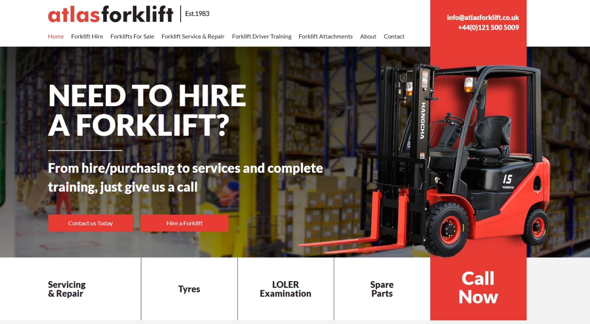 Atlas Forklift website copywriting example