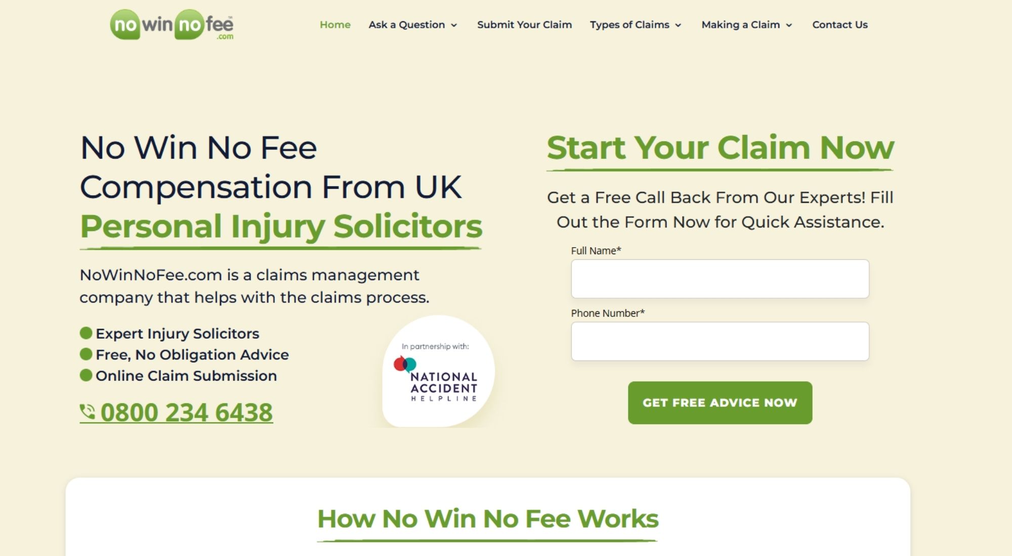 Claims4Free.co.uk website copywriting example